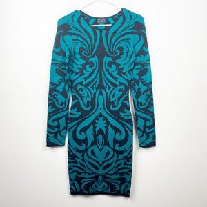 TORN BY RONNY KOBO Black Teal Design Bodycon Small